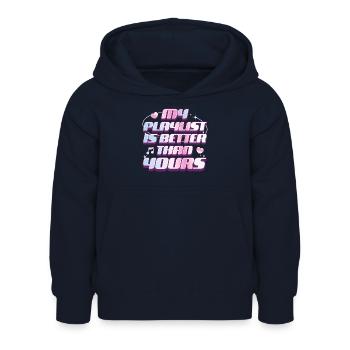 Playlist Meilleure Que La Tienne Musicien DJ - Sweat à capuche Enfant - marine - Devant - AI Model Kid Female (0cm)