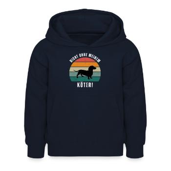Nicht ohne meinem Köter - Dackel - Kinder Hoodie - Navy - Vorne - AI Model Kid Female (0cm)