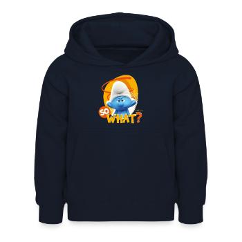Die Schlümpfe Forschi Cholerischer Schlump Spruch - Kinder Hoodie - Navy - Vorne - AI Model Kid Female (0cm)
