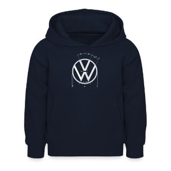 Volkswagen Blaues VW Logo Als Konstruktionsgrafik - Kinder Hoodie - Navy - Vorne - AI Model Kid Female (0cm)