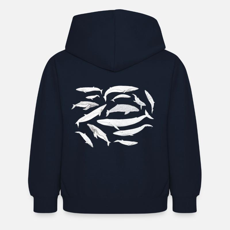 Baleines - Baleines - Baleines - Sweat à capuche Enfant - marine