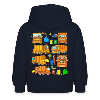 Müllauto Design Müllfahrzeuge Junge Müllabfuhr - Kinder Hoodie - Navy - Hinten - AI Model Kid Female (0cm)