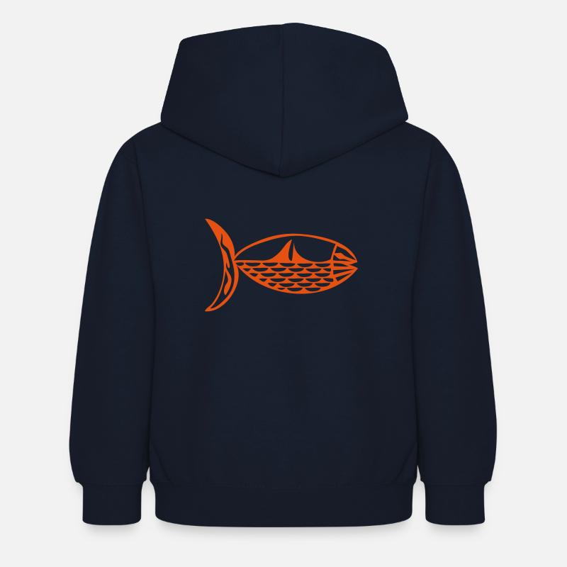 Poisson bi - Sweat à capuche Enfant - marine