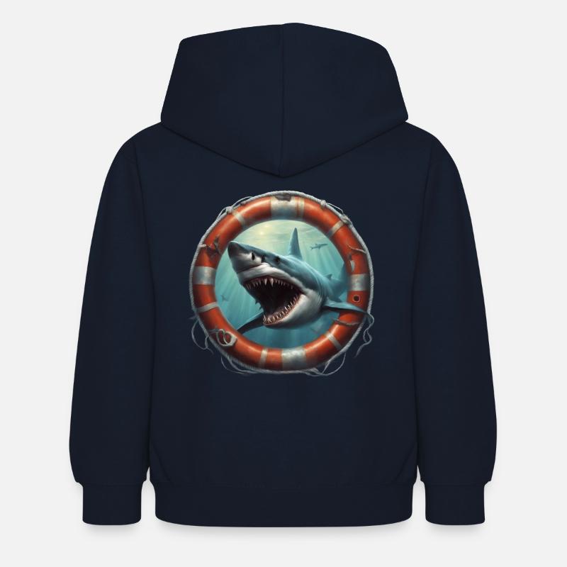 Requin blanc - Sweat à capuche Enfant - marine