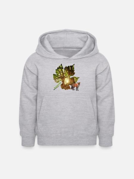 wald 48 mit fuchs - Kinder Hoodie - Hellgrau meliert