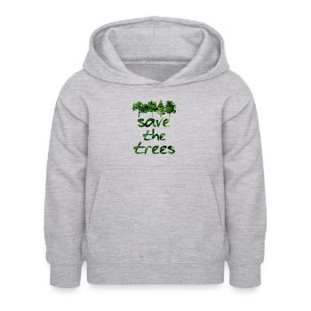 Rettet die Bäume Wald grün Natur Spruch Sommer - Kinder Hoodie - Hellgrau meliert - Vorne - AI Model Kid Female (0cm)