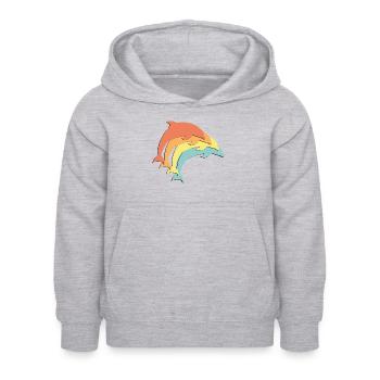 Delfin - Kinder Hoodie - Hellgrau meliert - Vorne - AI Model Kid Female (0cm)