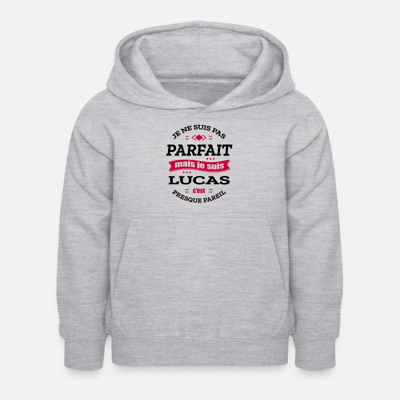 LUCAS PARFAIT - PRENOM LUCAS - Sweat à capuche Enfant - gris clair chiné