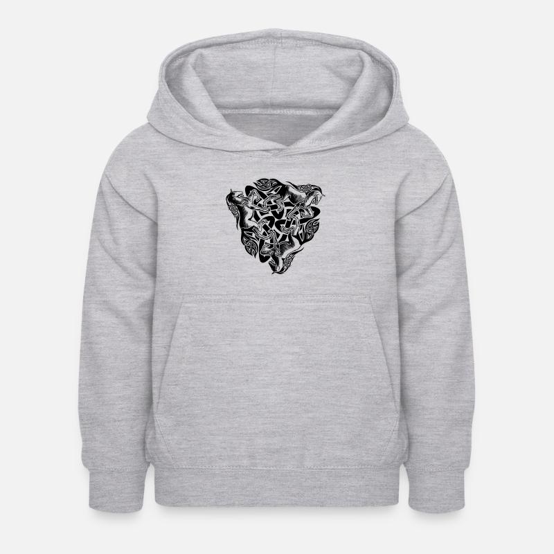 Chevaux celtiques, noirs - Sweat à capuche Enfant - gris clair chiné