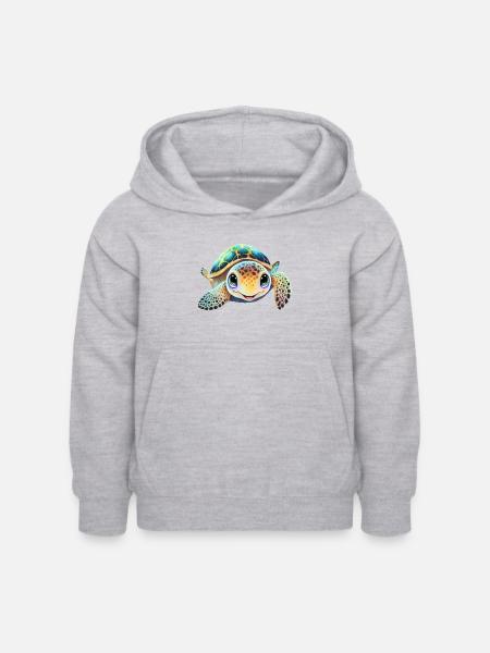 Schildkröte - Kinder Hoodie - Hellgrau meliert
