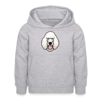 Groß Pudel Kopf Comic Cartoon Hund Hunde - Kinder Hoodie - Hellgrau meliert - Vorne - AI Model Kid Female (0cm)