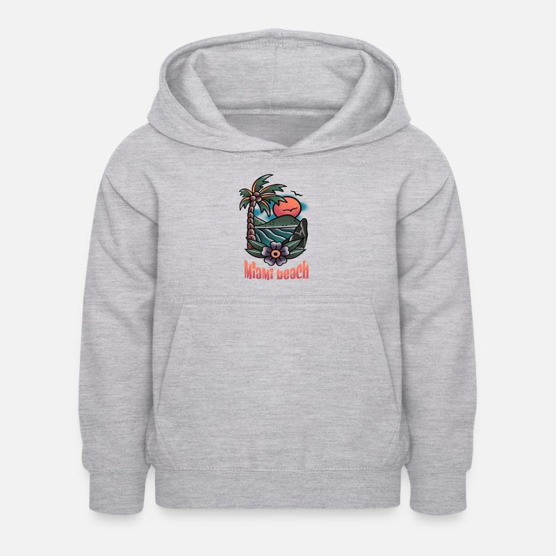 Miami Beach old-school tattoo art - Sweat à capuche Enfant - gris clair chiné