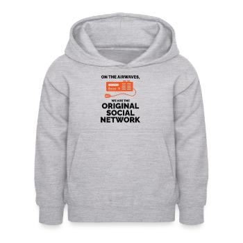 Opérateur radioamateur amateur réseau social d’origine - Sweat à capuche Enfant - gris clair chiné - Devant - AI Model Kid Female (0cm)