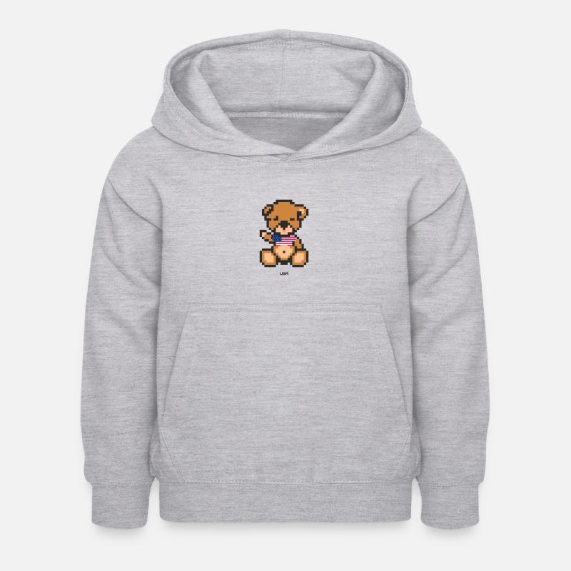 Pixel Bear USA - Sweat à capuche Enfant - gris clair chiné