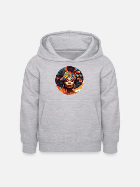 Afro Style Bunte Harmonie - Kinder Hoodie - Hellgrau meliert