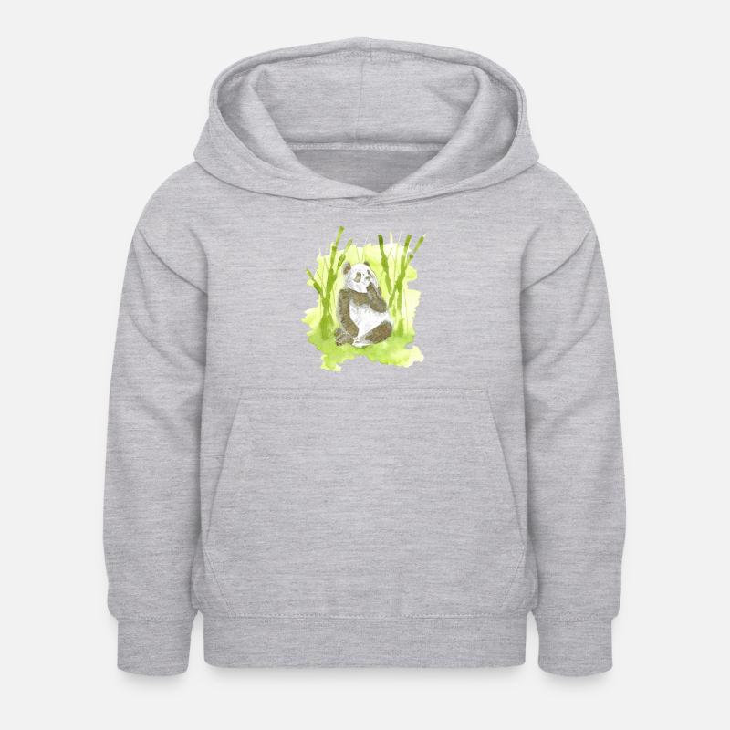Gardien de la forêt de bambous - Panda à l’aquarelle - Sweat à capuche Enfant - gris clair chiné
