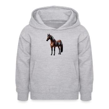 Cheval Brun - Sweat à capuche Enfant - gris clair chiné - Devant - AI Model Kid Female (0cm)