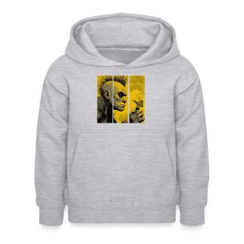 Punkrocker beobachtet Schmetterling - Kinder Hoodie - Hellgrau meliert - Vorne - AI Model Kid Female (0cm)