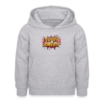 Super Amelia - Kinder Hoodie - Hellgrau meliert - Vorne - AI Model Kid Female (0cm)