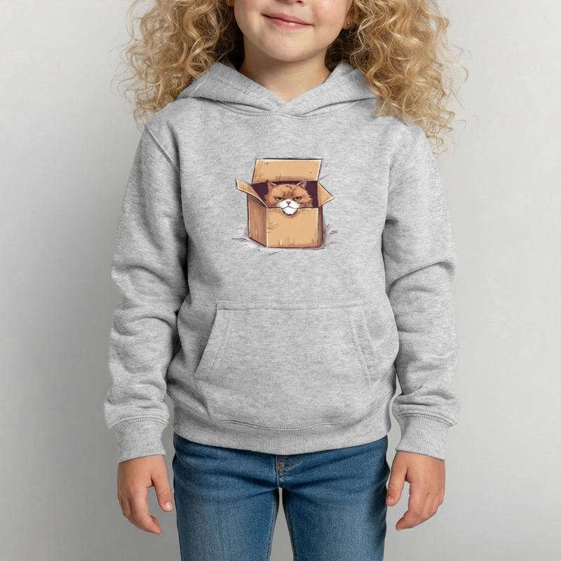 Cat grumpy grumpy grumpy sits in the box Kids Hoodie