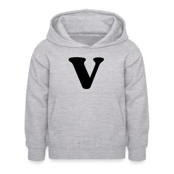 Lettre v - Sweat à capuche Enfant - gris clair chiné - Devant - AI Model Kid Female (0cm)