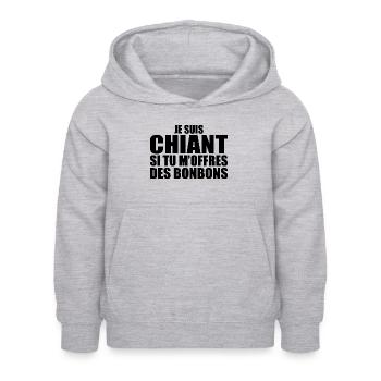 Homme qui adore : Bonbons. Design Drôle Humour - Sweat à capuche Enfant - gris clair chiné - Devant - AI Model Kid Female (0cm)