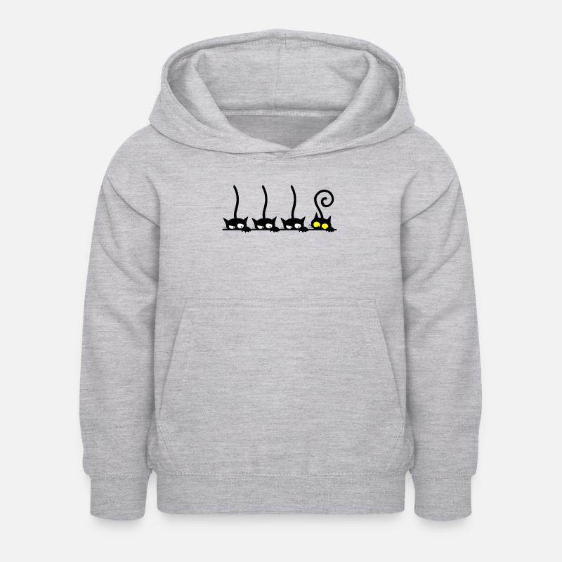 Chat drôle - Sweat à capuche Enfant - gris clair chiné
