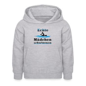 Echte Mädchen schwimmen - Kinder Hoodie - Hellgrau meliert - Vorne - AI Model Kid Female (0cm)