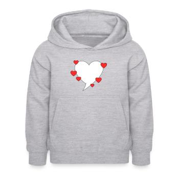 Bulle de dialogue avec des cœurs - Sweat à capuche Enfant - gris clair chiné - Devant - AI Model Kid Female (0cm)