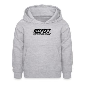 Respekt wer es mit mir aushält - Kinder Hoodie - Hellgrau meliert - Vorne - AI Model Kid Female (0cm)