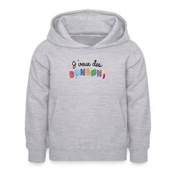 J'veux des bonbons - Sweat à capuche Enfant - gris clair chiné - Devant - AI Model Kid Female (0cm)