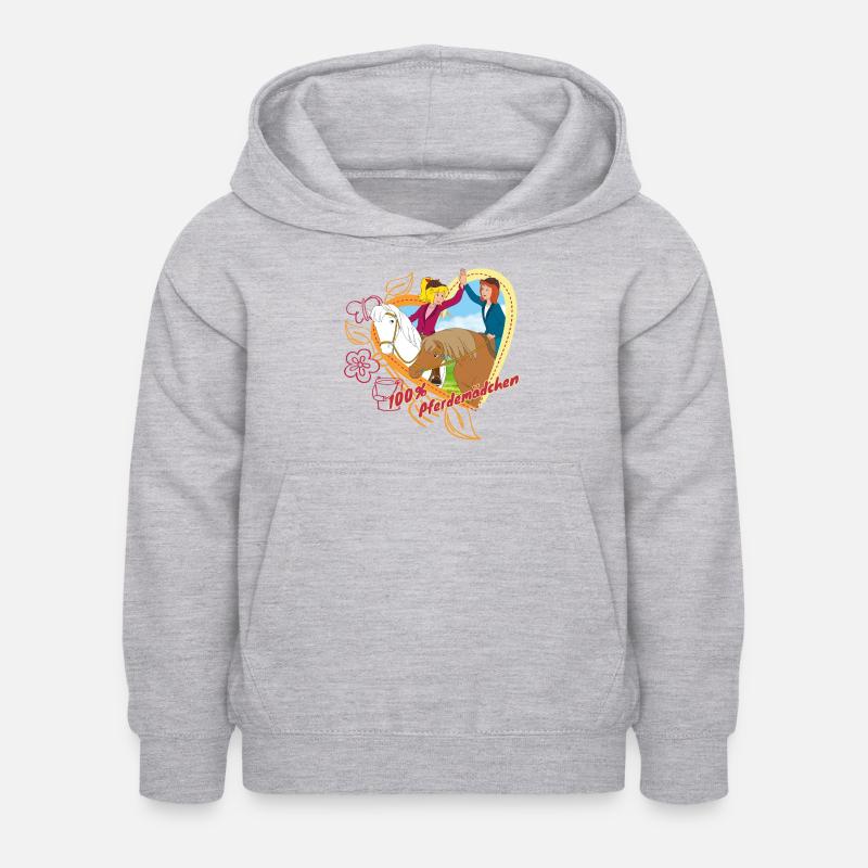 Bibi und Tina '100% Pferdemädchen' - Kinder Hoodie - Hellgrau meliert