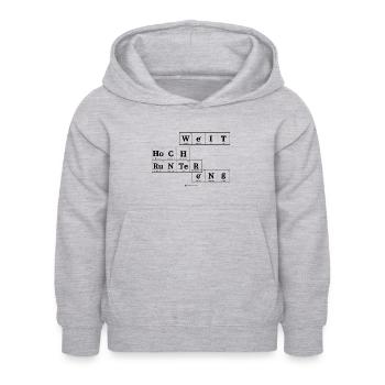 hoch weit - runter eng (helle Stoffe) - Kinder Hoodie - Hellgrau meliert - Vorne - AI Model Kid Female (0cm)