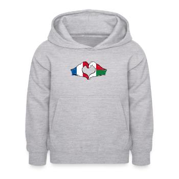 France Madagascar Drapeau Mains Coeur Forme Utilisé - Sweat à capuche Enfant - gris clair chiné - Devant - AI Model Kid Female (0cm)