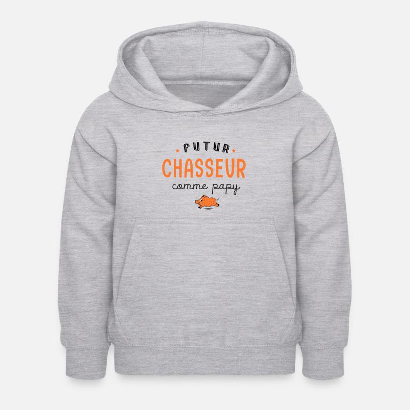 chasse futur chasseur comme papy papi grand père - Sweat à capuche Enfant - gris clair chiné