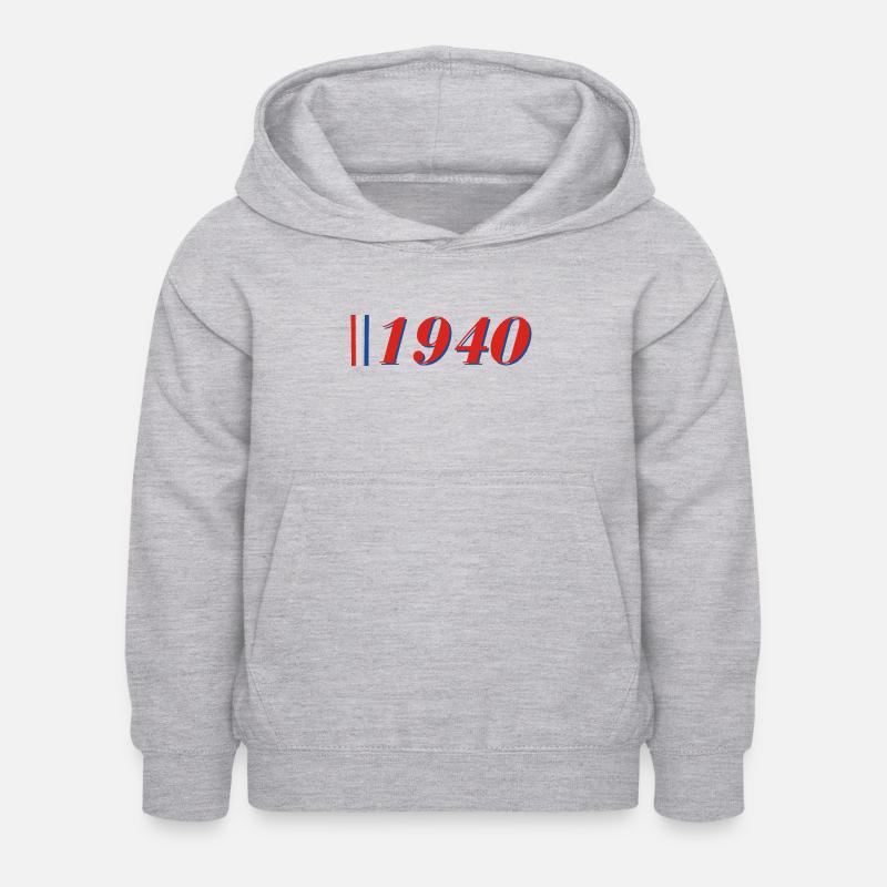 Année 1940 - Sweat à capuche Enfant - gris clair chiné
