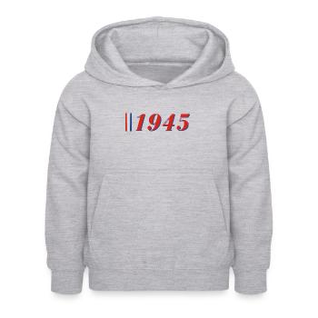 Jahr 1945 - Kinder Hoodie - Hellgrau meliert - Vorne - AI Model Kid Female (0cm)