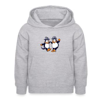 Pinguintanz Nr. 3 - Kinder Hoodie - Hellgrau meliert - Vorne - AI Model Kid Female (0cm)