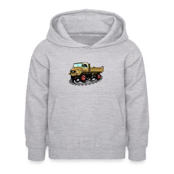 Unimog - Oldtimer - Offroad - Dispositif moteur universel - Sweat à capuche Enfant - gris clair chiné - Devant - AI Model Kid Female (0cm)