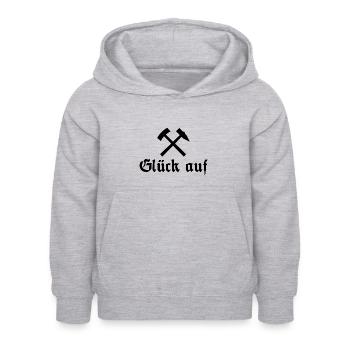 Glück auf - Ruhrpott - Bergbau - Bergwerk - Pott - Kinder Hoodie - Hellgrau meliert - Vorne - AI Model Kid Female (0cm)