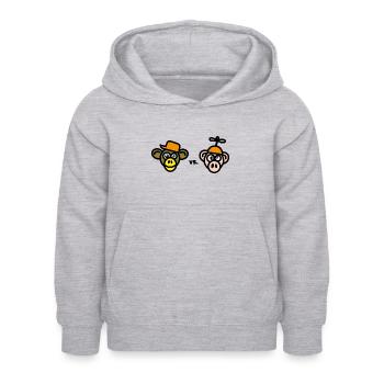 Chimp vs porky - duel Chimp contre Porky - Sweat à capuche Enfant - gris clair chiné - Devant - AI Model Kid Female (0cm)