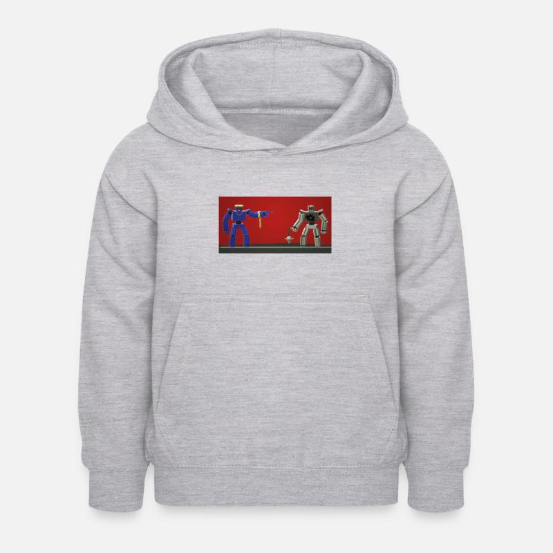 Robots argentés et bleus - Sweat à capuche Enfant - gris clair chiné
