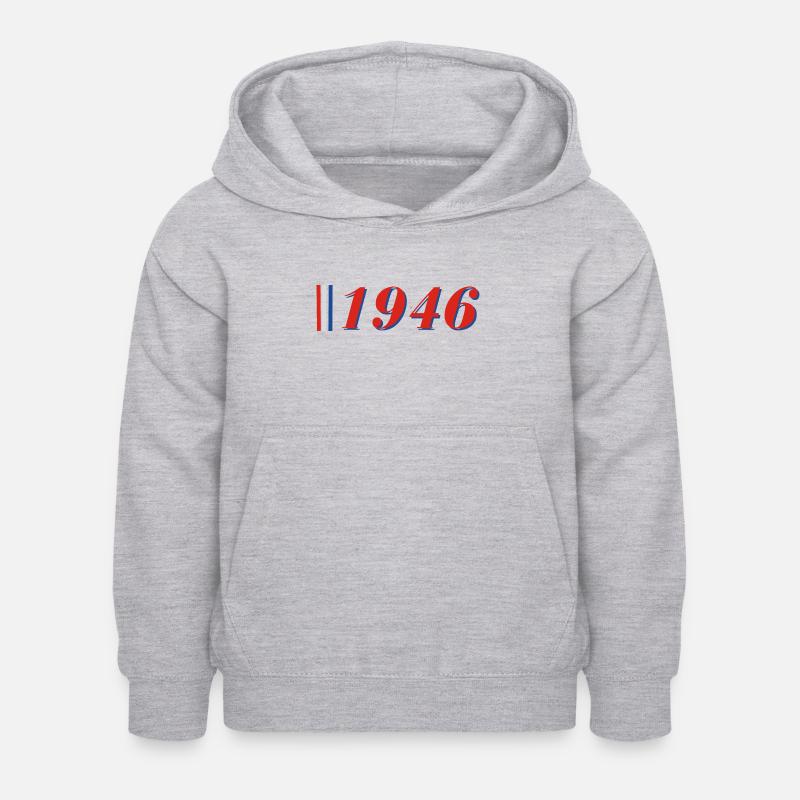 Année 1946 - Sweat à capuche Enfant - gris clair chiné
