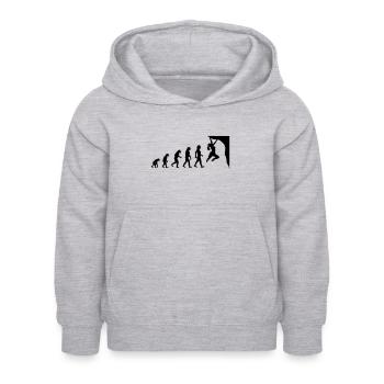 Evolution Frau klettert bouldern - Kinder Hoodie - Hellgrau meliert - Vorne - AI Model Kid Female (0cm)