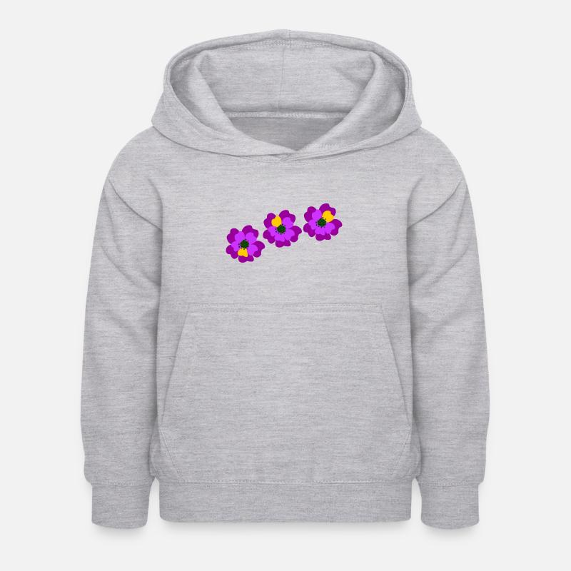 Flower power rose violet - Sweat à capuche Enfant - gris clair chiné
