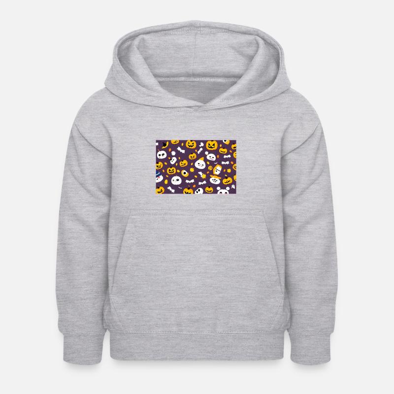 Citrouille d’Halloween - Sweat à capuche Enfant - gris clair chiné