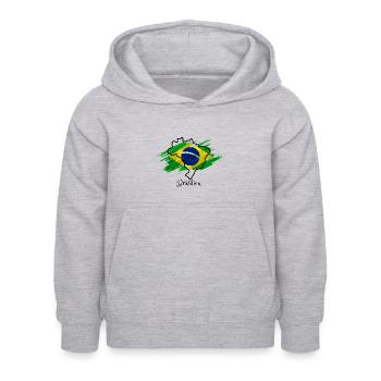 I love Brazil - Carte du Brésil - Sweat à capuche Enfant - gris clair chiné - Devant - AI Model Kid Female (0cm)