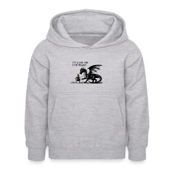 Juste une fille qui aime les dragons - Sweat à capuche Enfant - gris clair chiné - Devant - AI Model Kid Female (0cm)