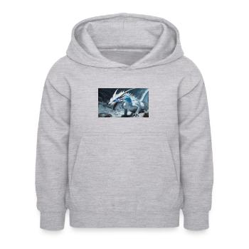 Ein realistischer, majestätischer weißer Eisdrache - Kinder Hoodie - Hellgrau meliert - Vorne - AI Model Kid Female (0cm)
