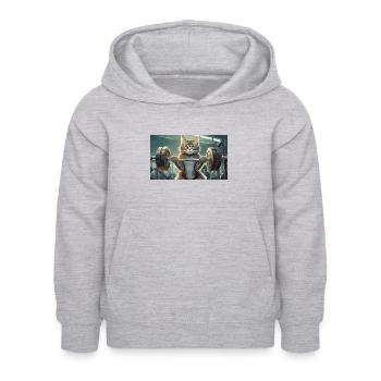 Jeu de mots ambigu sur l’expression allemande - Muskelkater - Sweat à capuche Enfant - gris clair chiné - Devant - AI Model Kid Female (0cm)